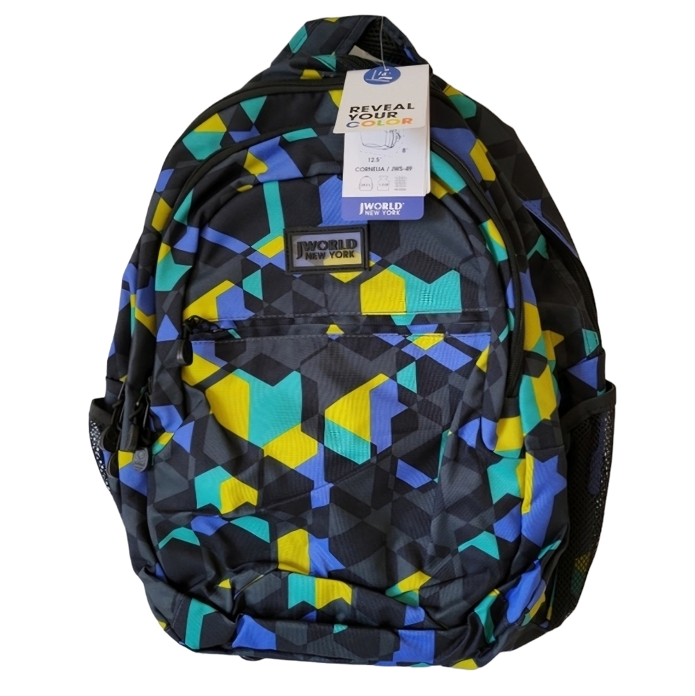 NWT J World New York Retro Colorblock Backpack Fits A 16" Laptop